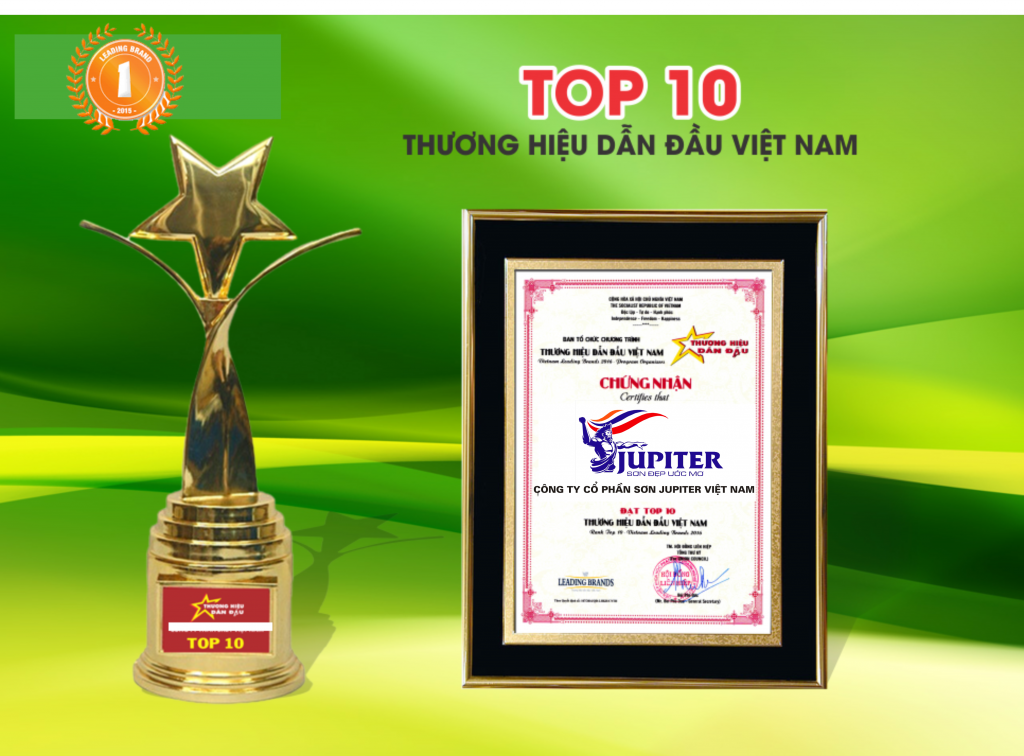Công ty CP Sơn Jupiter Việt Nam đạt top 100 thương hiệu hàng đầu tại Việt Nam